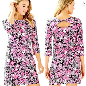 LILLY PULITZER  Panda Print Bay Dress In Hibiscus Pink Hangin With My Boo Medium